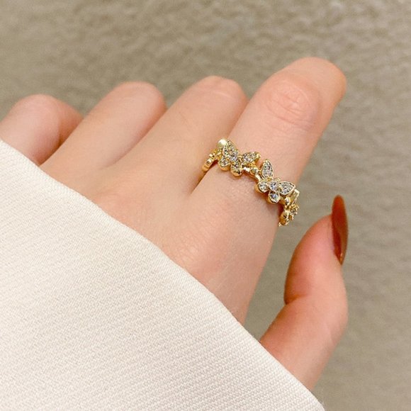 NEW!  Butterfly Ring Beautiful Color Gold CZ Diamonds - Picture 9 of 9
